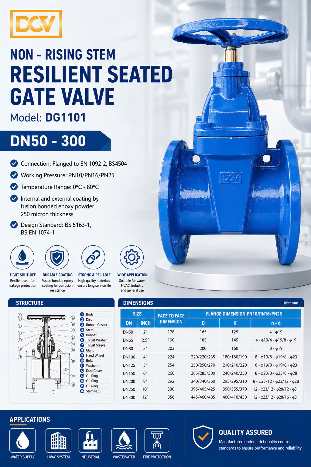 NON-RISING STEM RESILIENT SEATED GATE VALVE